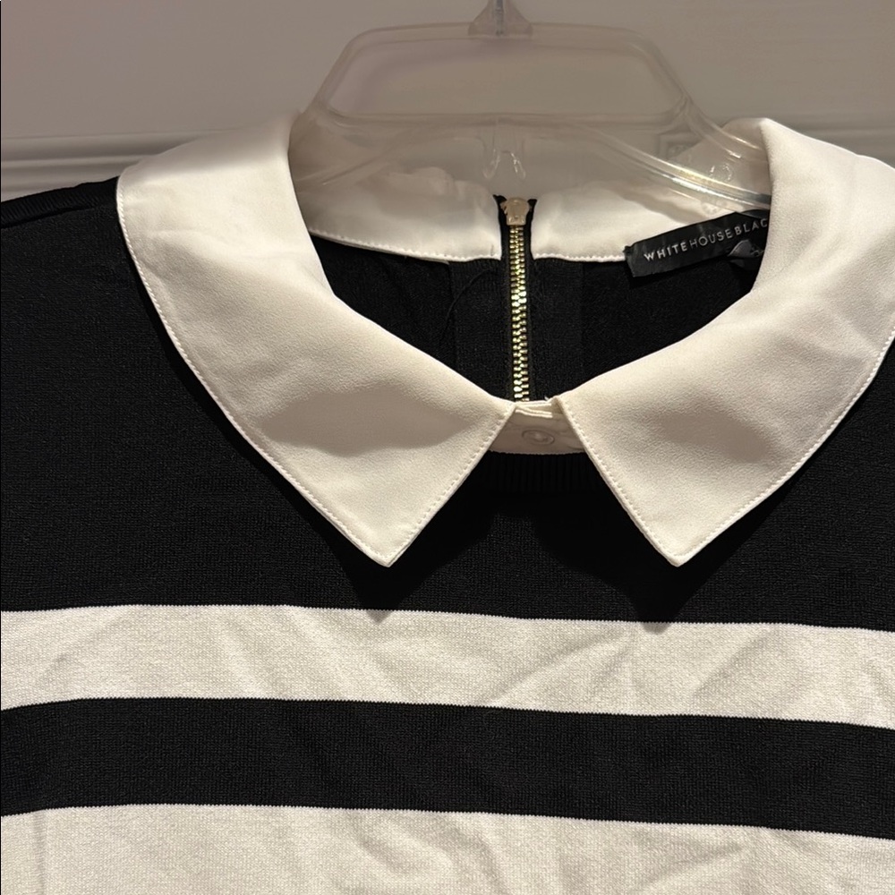 WHBM Striped Collar Top